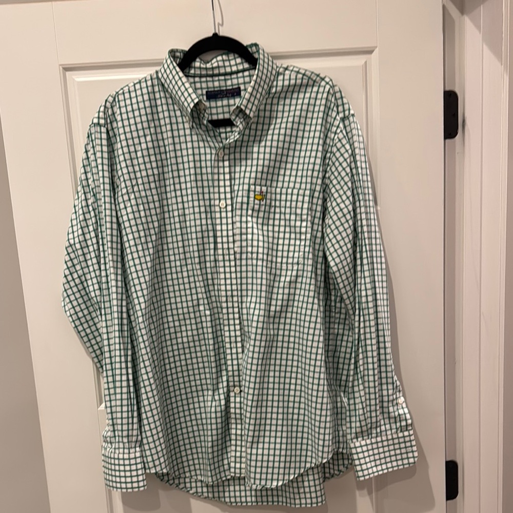 Authentic Masters Clubhouse Collection Green Checkered Shirt